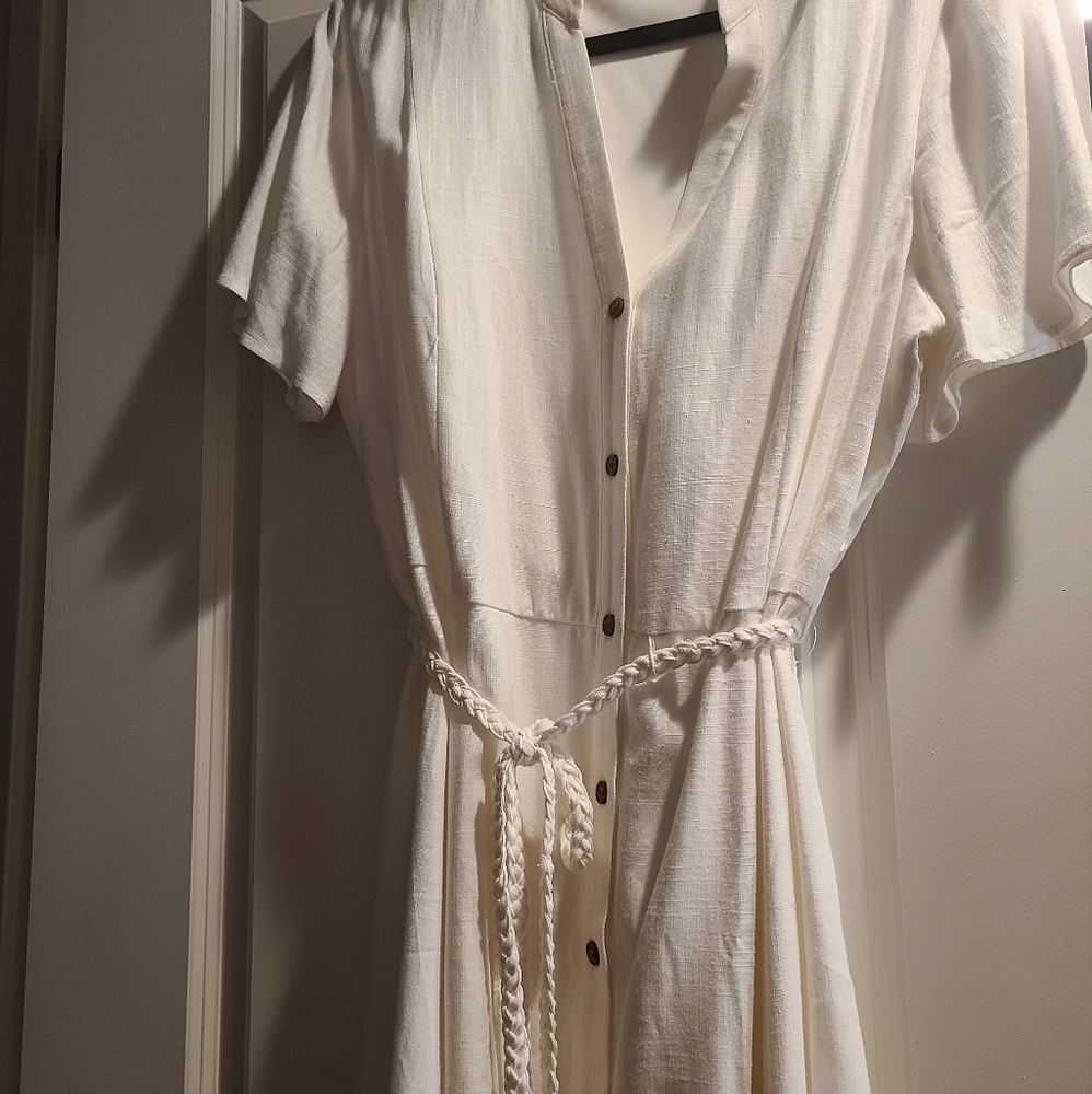 Nine West Women's button down white denim dress XL